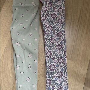 Zara Kids Floral Leggings - Green and Purple